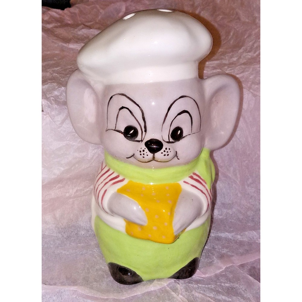 1977 Mouse Chef Figurine 5.5" Tall Parmesan Cheese Shaker Vintage Kitchen Decor